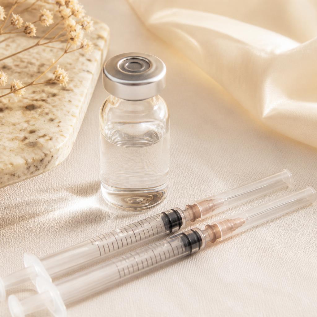 GHK-Cu injectable vial with prepared syringes